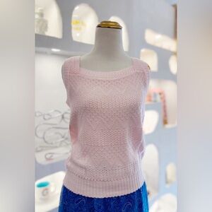 Vintage Light Pink Knit Pastel Acrylic Tank Top